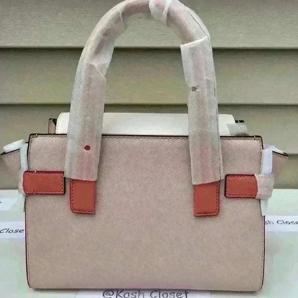 Michael Kors Carmen Medium Satchel Purse Color Block Belted Saffiano Leather - Picture 5 of 10